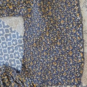 💚 Whiteroom + Cactus Floral elastic shirred s/sleeve square neck M